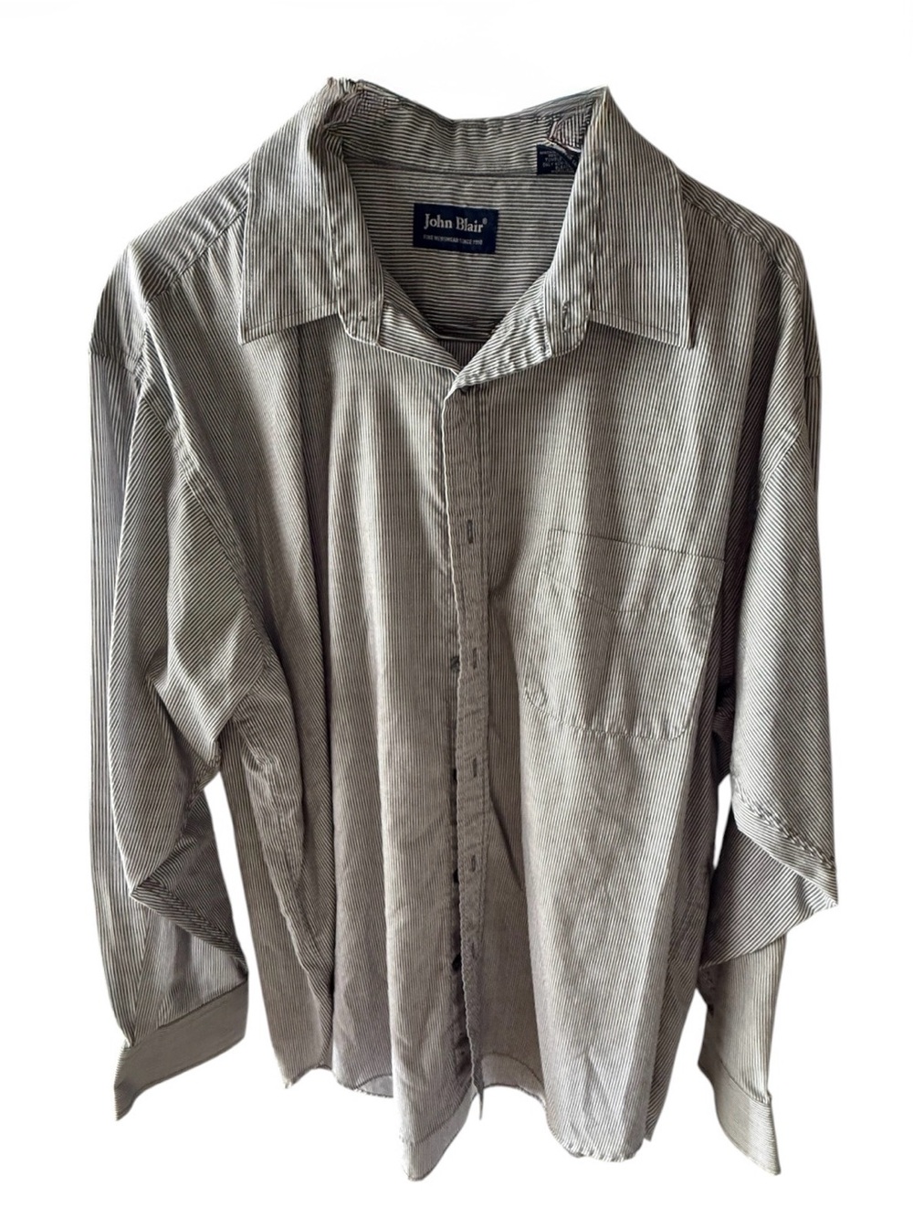 John Blair Men's Gray Pinstripe Dress Shirt